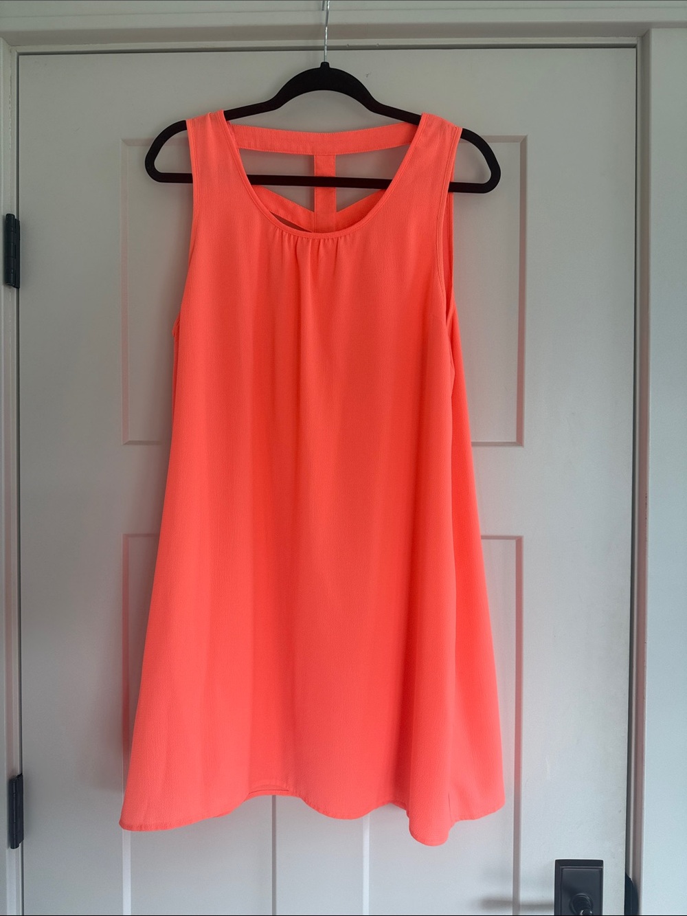 Umgee Coral Orange Sleeveless Cutout Back Shift Dress  L